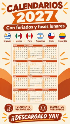 Calendarios vectoriales 2027