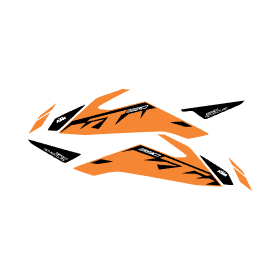 PDF de stickers de moto KTM 390 año 2024 color naranja