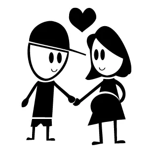 Sticker de una parejita de enamorados con embarazo