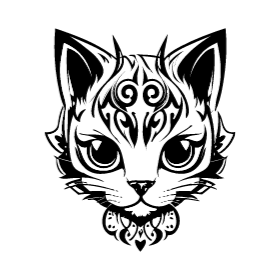 Gatito tribal en vectores para sticker o deco vinilo