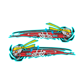Archivo de vectores calaveras samurai graphic car