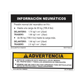 Archivo de vectores Informacion neumaticos stickers de seguridad yamaha xtz