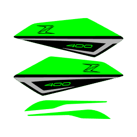 Archivo de vectores Kawazaki Z400 plantilla de calcos vector verde y negro