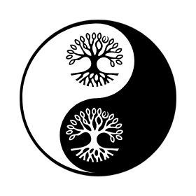 ying yang  combinado con arbol de la vida, en lbanco y negro
para vinilo de pared, decorativo o remera