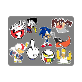 Archivo de vectores PLANCHA DE STICKERS PERSONAJES