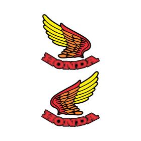 Logo de Honda en tres colores, amarillo, naranja y rojo con palabra "Honda" ligeramente curvada.

calco, sticker, calca, pegatina, vinilo, vinyl, vectores