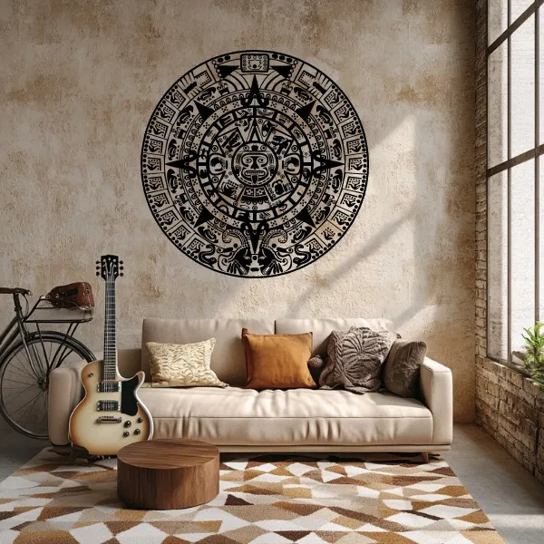 calendario azteca vector dibujo deco wall