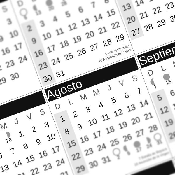 calendario 2027 colombia monocromo